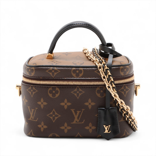 Vanity Leather Monogram Reverse Top-handle Handbag Brown