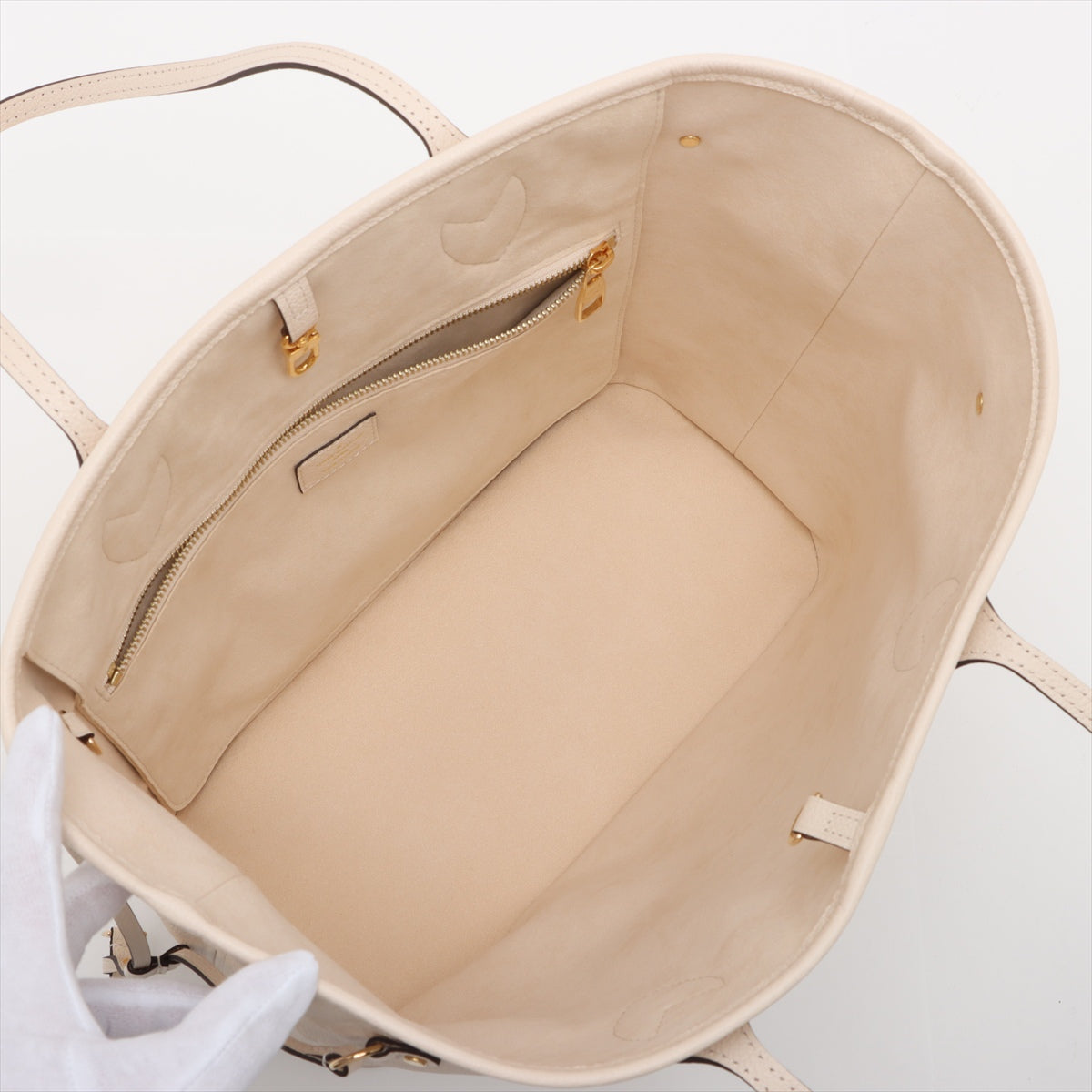 Neverfull MM Leather Empreinte Shopper Shoulder Bag White