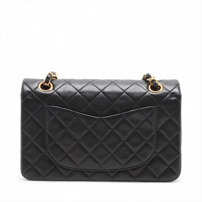 Vintage Classic Double Flap Small Lambskin Leather Matelassè Shoulder Bag Black
