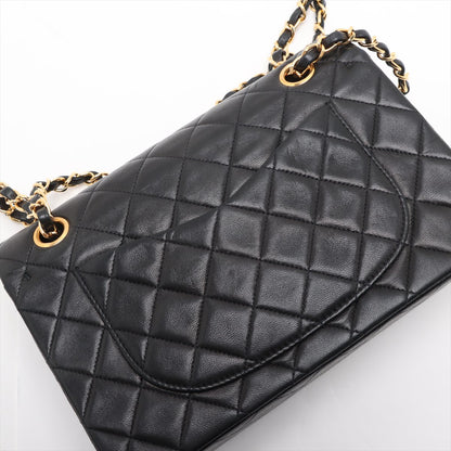 Vintage Classic Double Flap Small Lambskin Leather Matelassè Shoulder Bag Black