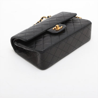 Vintage Classic Double Flap Small Lambskin Leather Matelassè Shoulder Bag Black