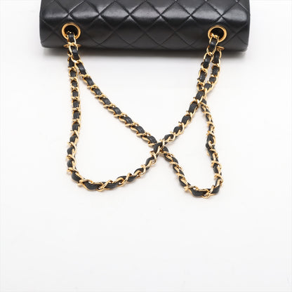 Vintage Classic Double Flap Small Lambskin Leather Matelassè Shoulder Bag Black