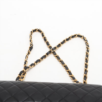 Vintage Classic Double Flap Small Lambskin Leather Matelassè Shoulder Bag Black
