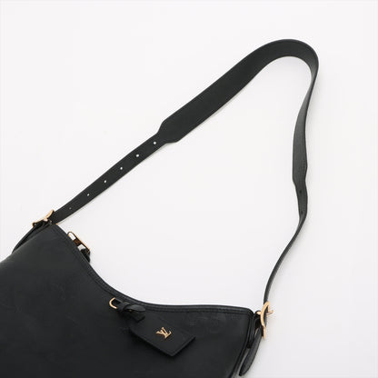 CarryAll Kalbleder mit geprägter Struktur Monogram Giant Hobo Schultertasche Schwarz 