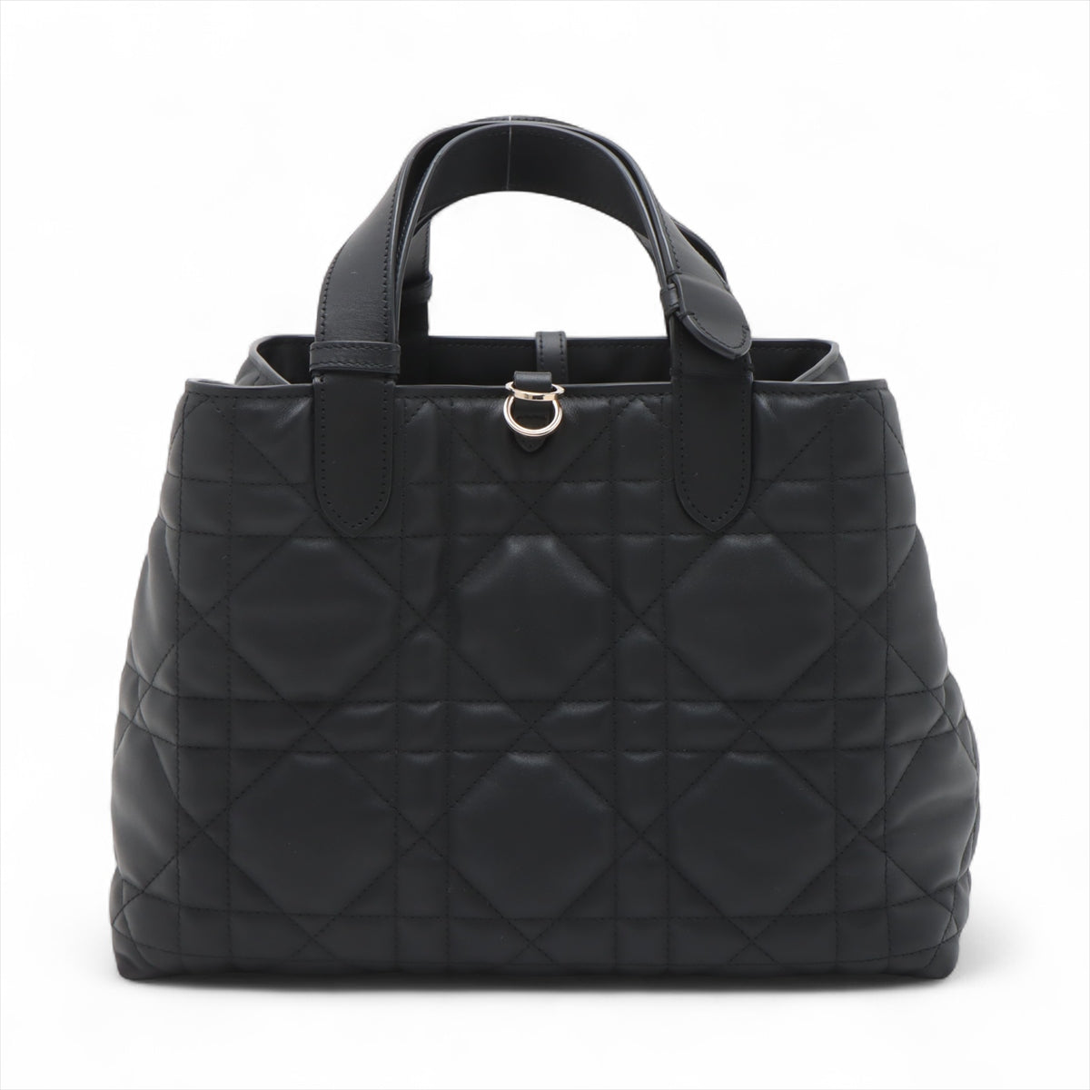 Toujours Medium Calfskin Leather Macrocannage Pouch Tote Handbag Black