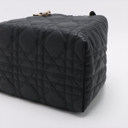 Toujours Medium Calfskin Leather Macrocannage Pouch Tote Handbag Black