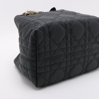 Toujours Medium Calfskin Leather Macrocannage Pouch Tote Handbag Black