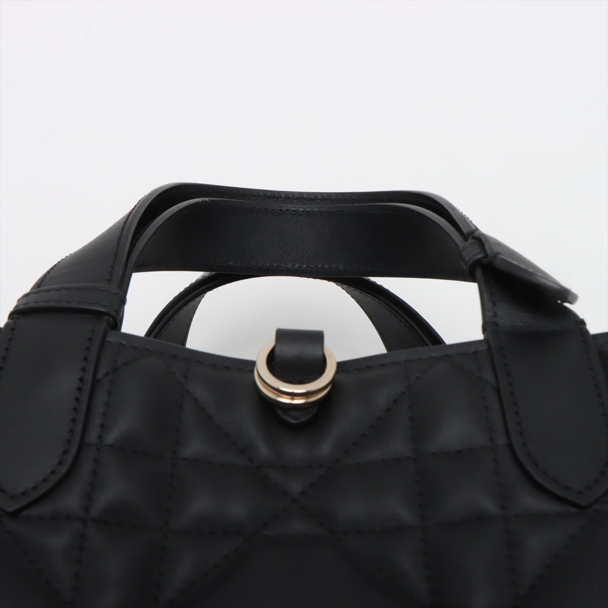 Toujours Medium Calfskin Leather Macrocannage Pouch Tote Handbag Black