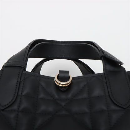 Toujours Medium Calfskin Leather Macrocannage Pouch Tote Handbag Black