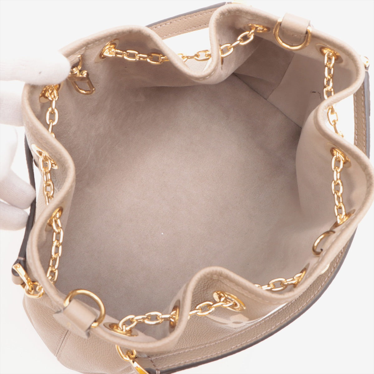 LV Bundle Leather Empreinte Shoulder Bag Handbag Beige