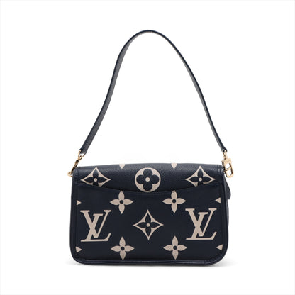 Diane Leather Monogram Giant Satchel Shoulder Bag Navy 