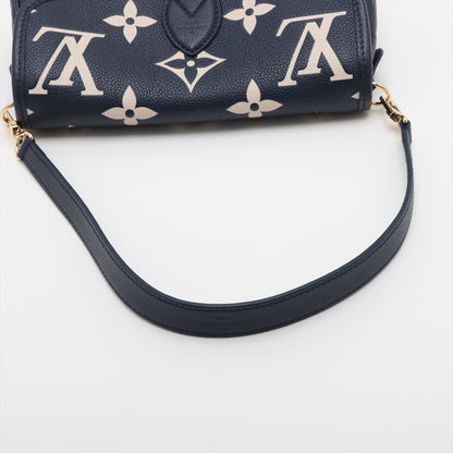 Diane Leather Monogram Giant Satchel Shoulder Bag Navy 