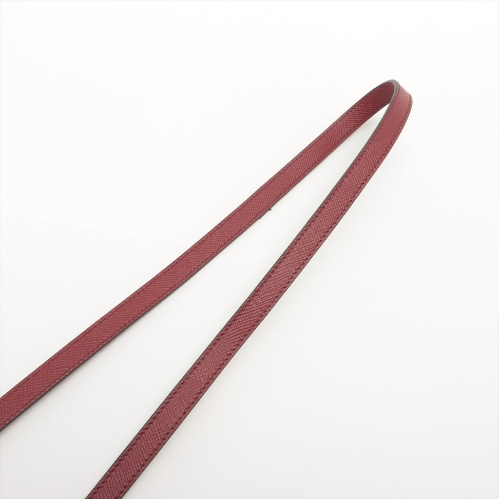 Double Saffiano Leather Tote Handbag Burgundy