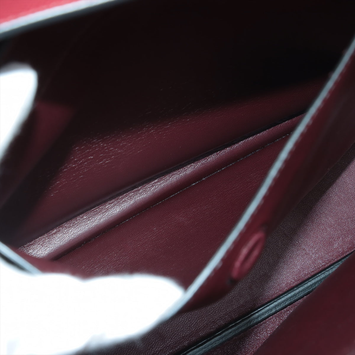Double Saffiano Leather Tote Handbag Burgundy