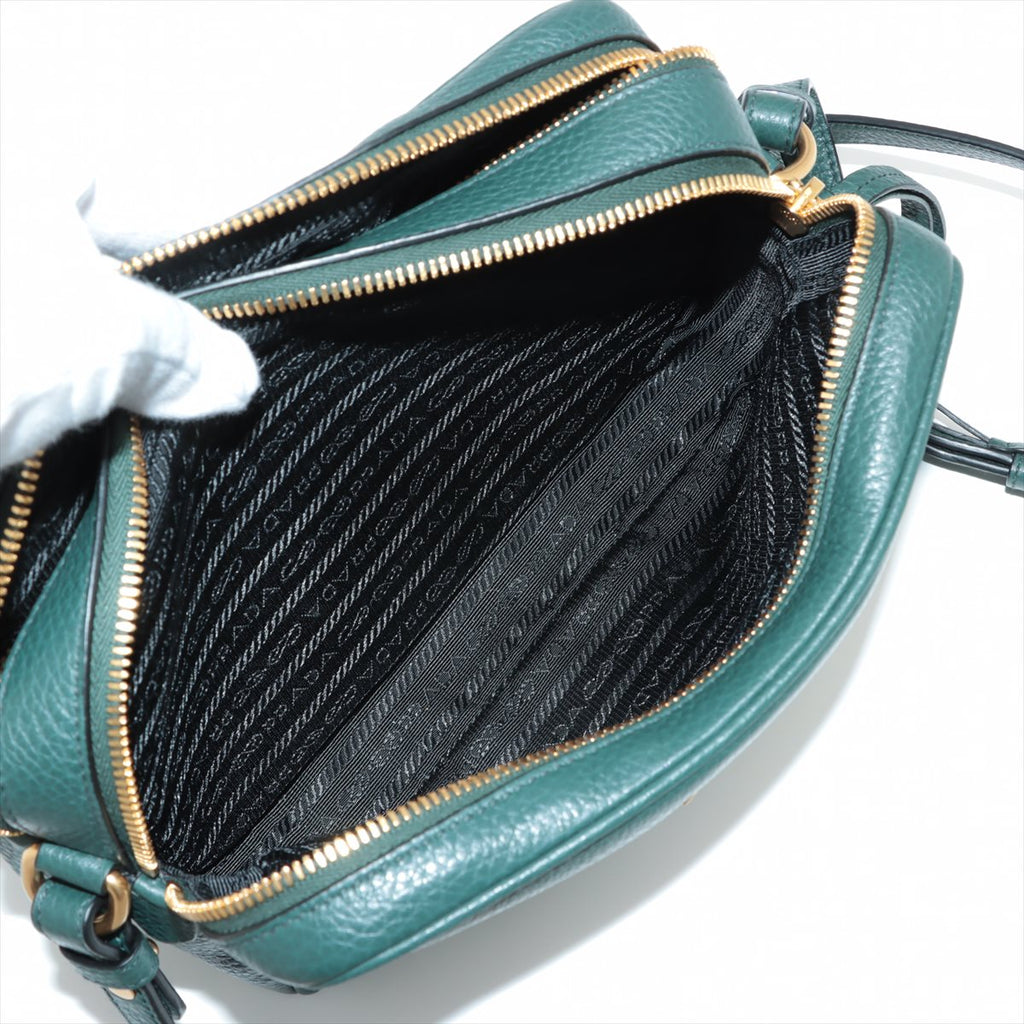 Kamera Schultertasche Daino Leder Grün 