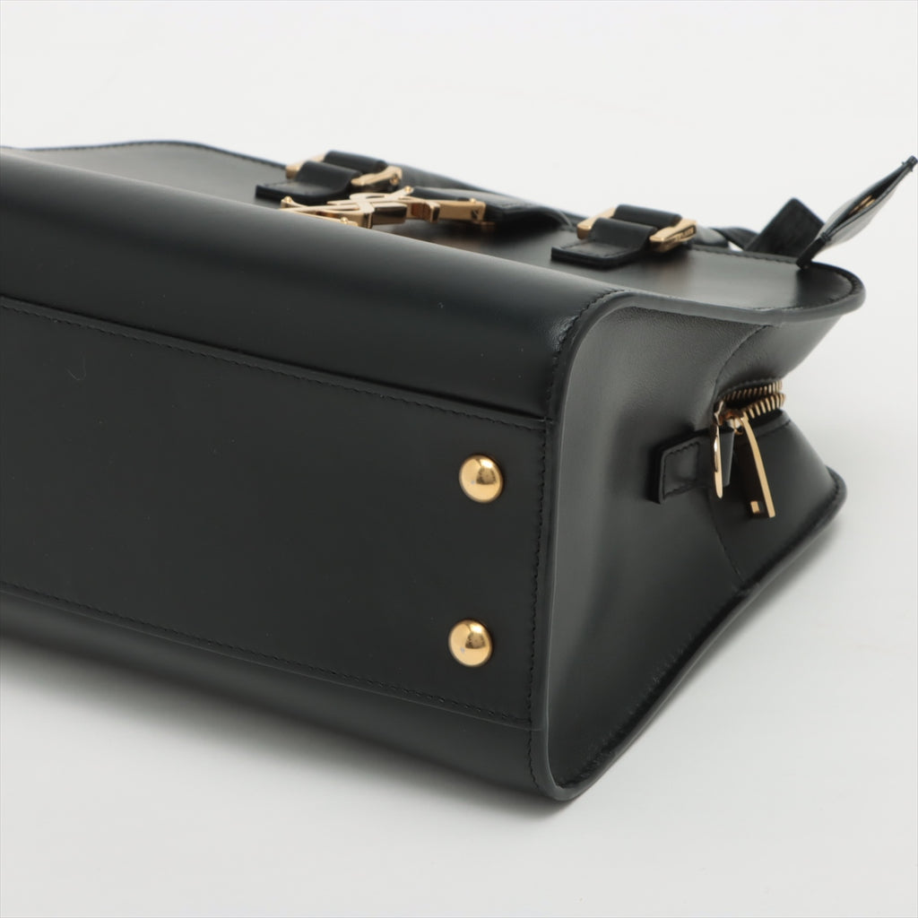 Cabas Baby Leather 2-Ways Top-handle Handbag Black