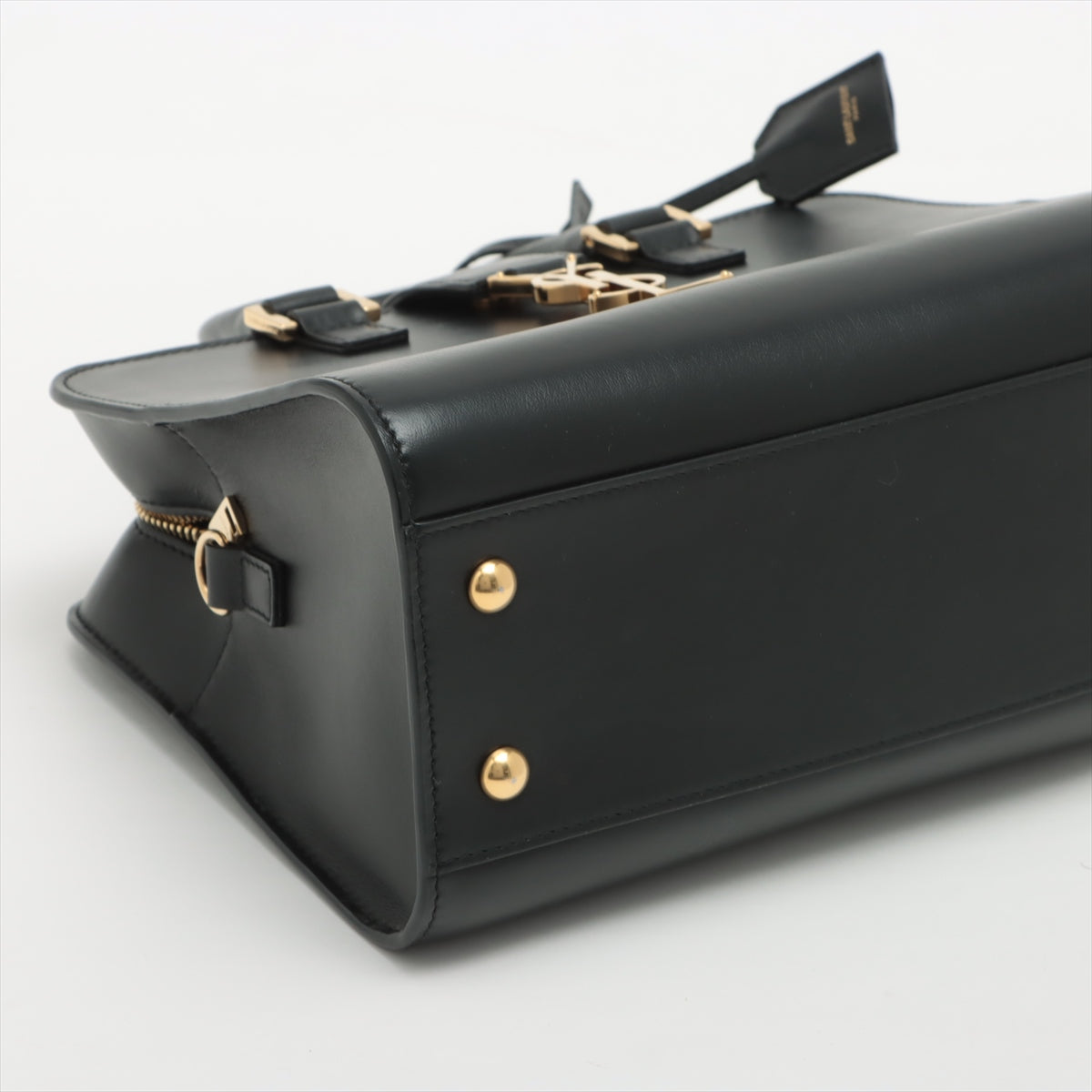 Cabas Baby Leather 2-Ways Top-handle Handbag Black