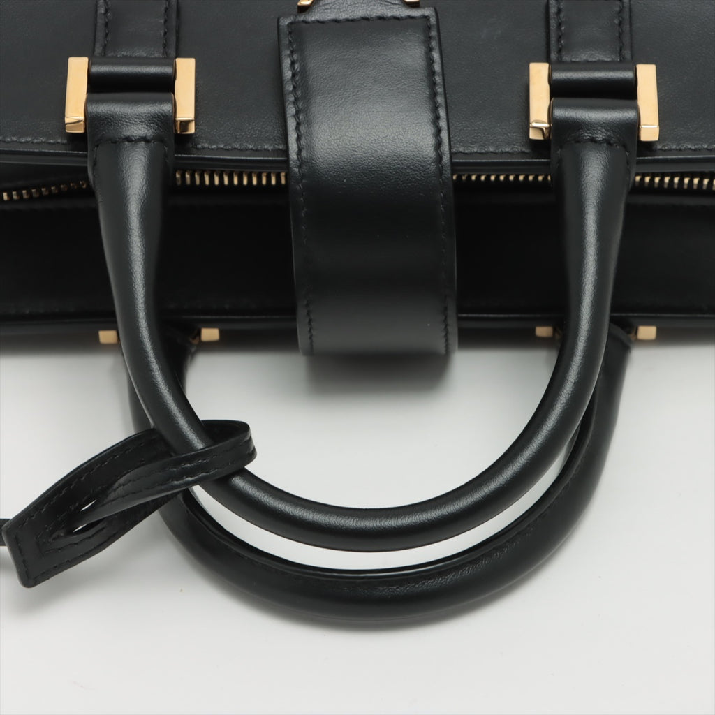 Cabas Baby Leather 2-Ways Top-handle Handbag Black