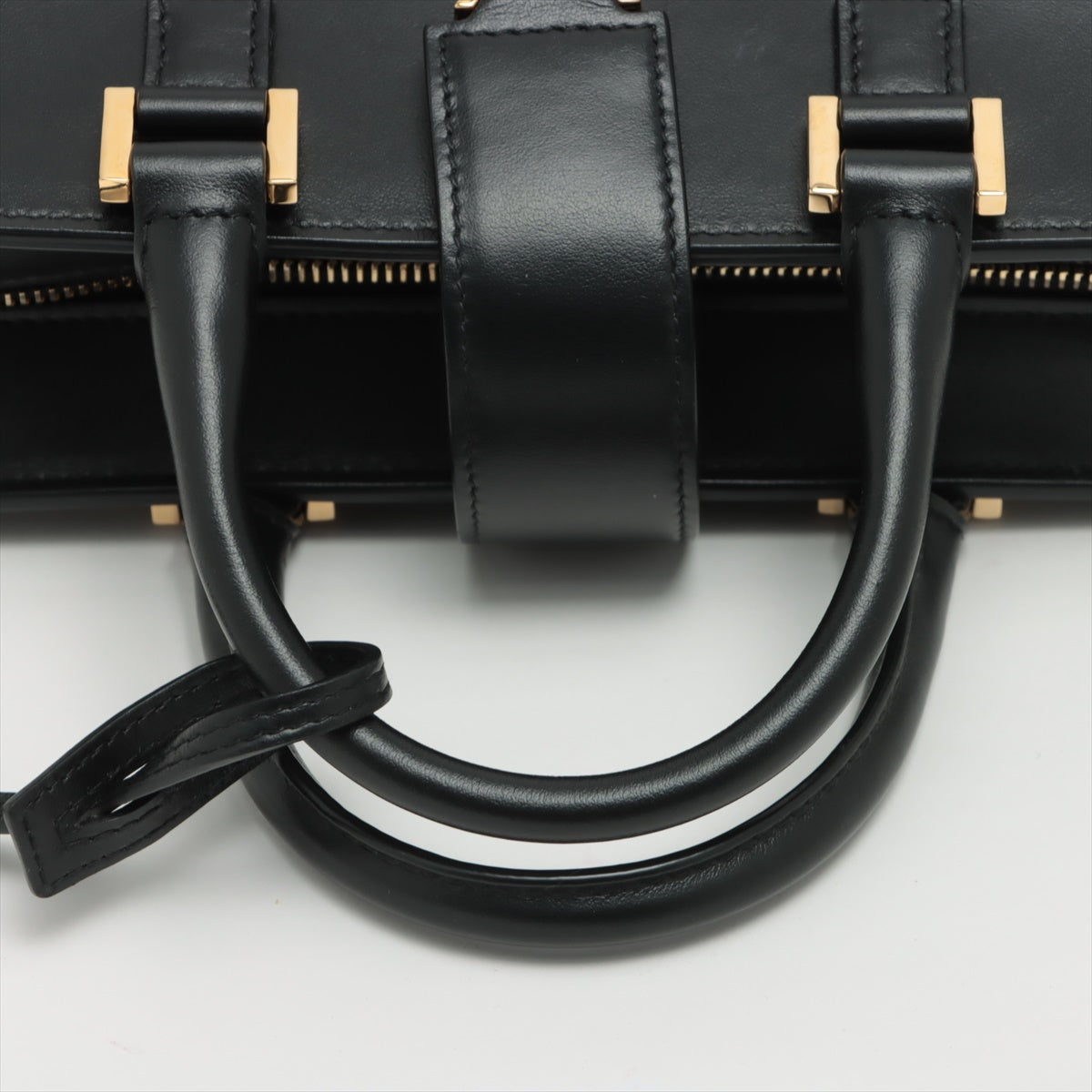 Cabas Baby Leather 2-Ways Top-handle Handbag Black