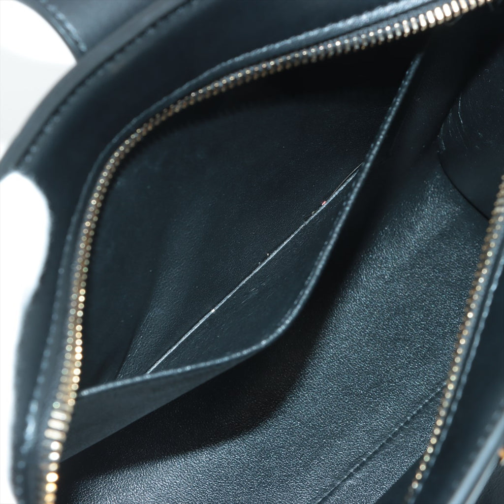Cabas Baby Leather 2-Ways Top-handle Handbag Black
