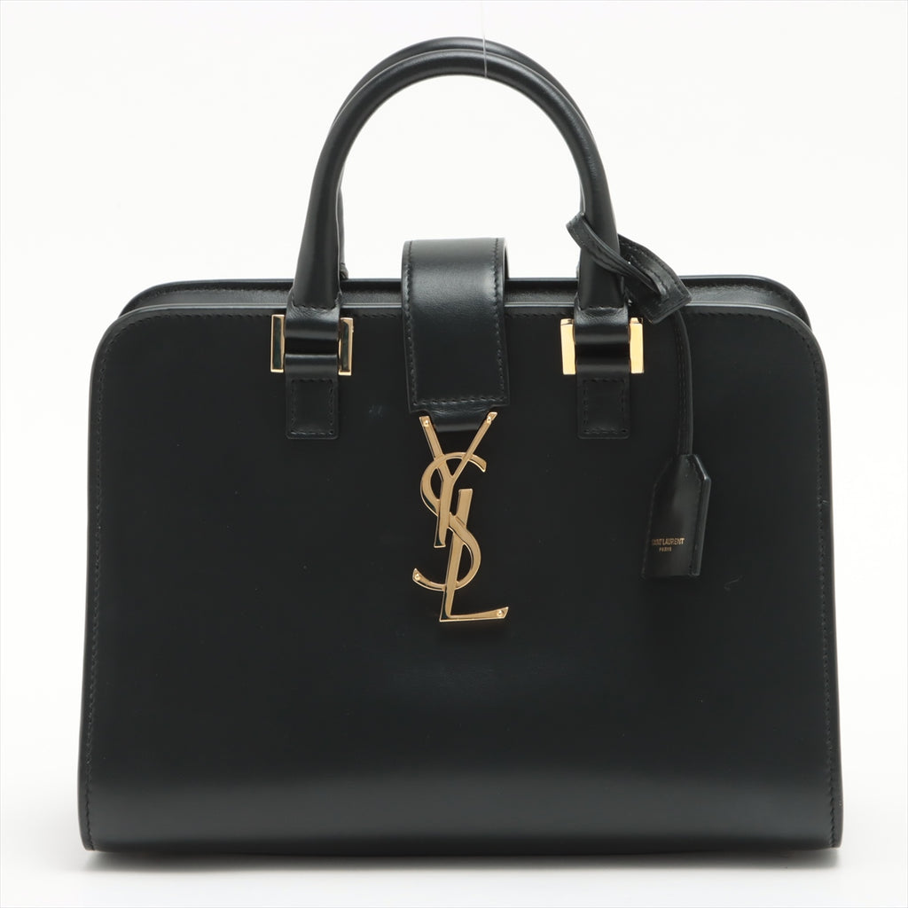 Cabas Baby Leather 2-Ways Top-handle Handbag Black