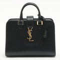Cabas Baby Leather 2-Ways Top-handle Handbag Black