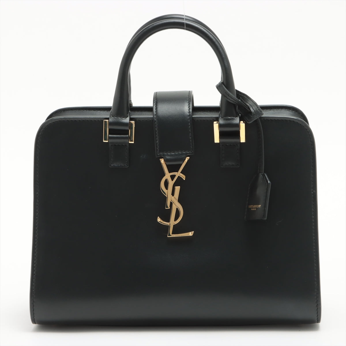 Cabas Baby Leather 2-Ways Top-handle Handbag Black