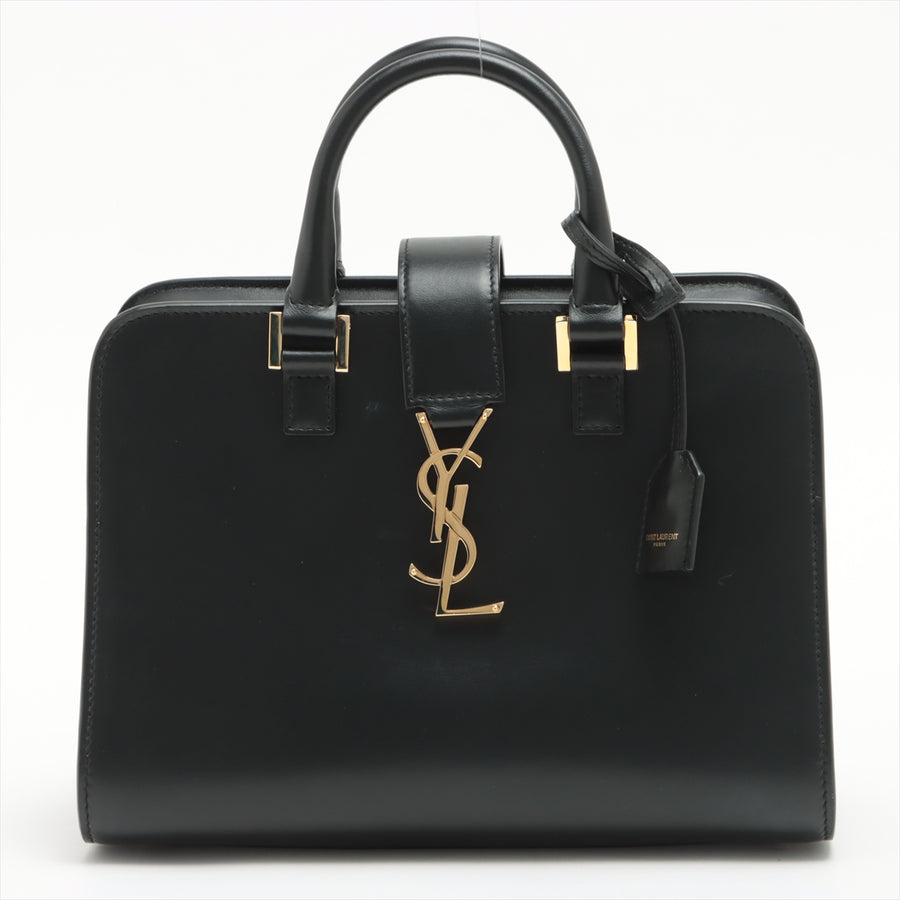 Cabas Baby Leather 2-Ways Top-handle Handbag Black