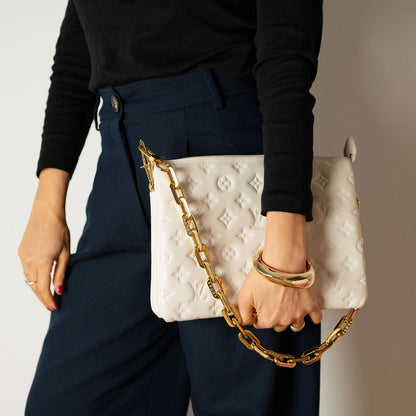 Coussin PM Leather Empreinte Messenger Crossbody Off-White