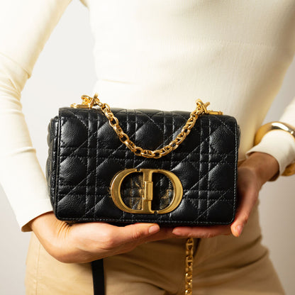 Caro Cannage Small Leather 2-Way Chain Bag Black