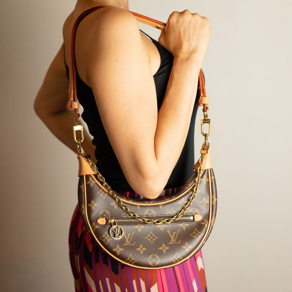 Loop Canvas Hobo Shoulder Bag Brown