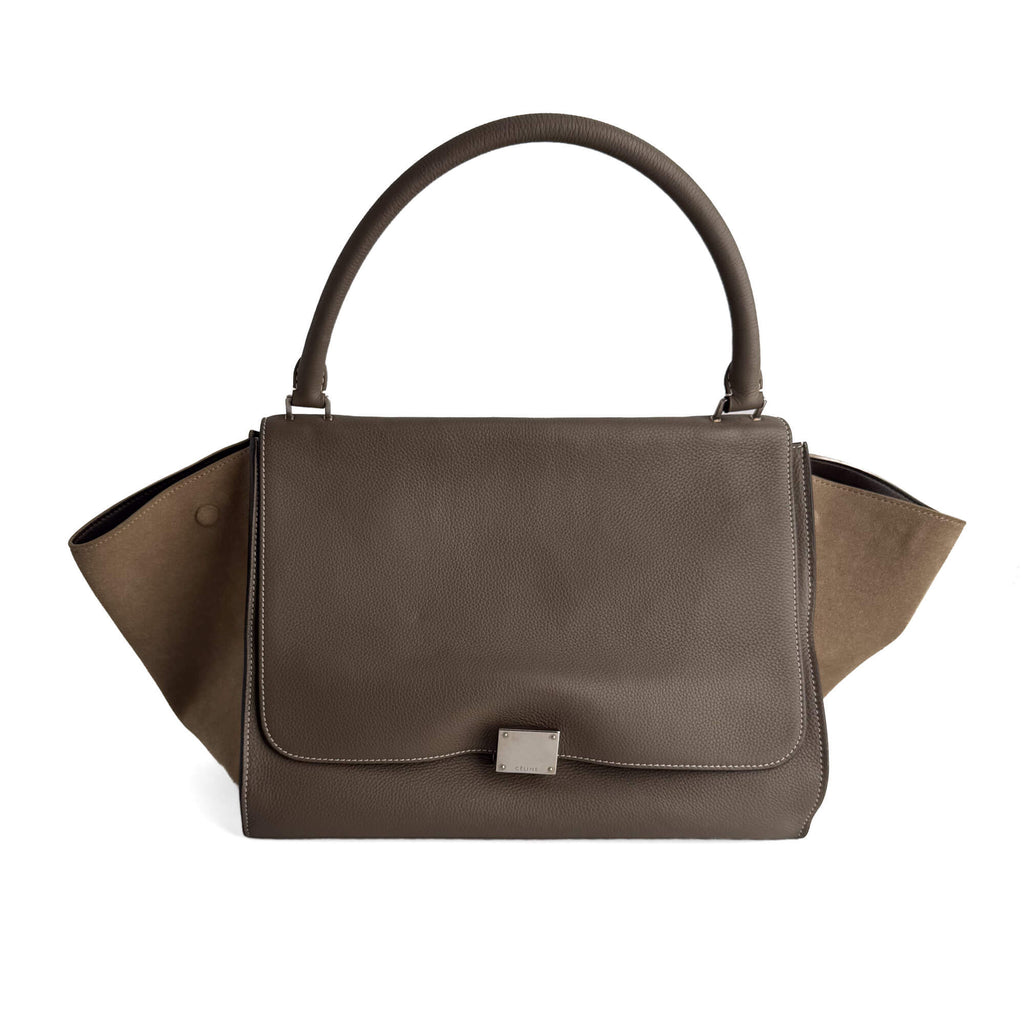 Trapeze Large Leather Top-handle Handbag Beige