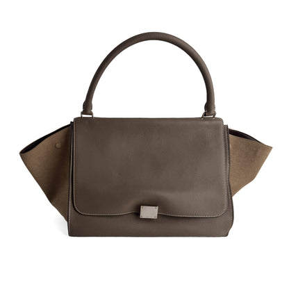 Trapeze Large Leather Top-handle Handbag Beige
