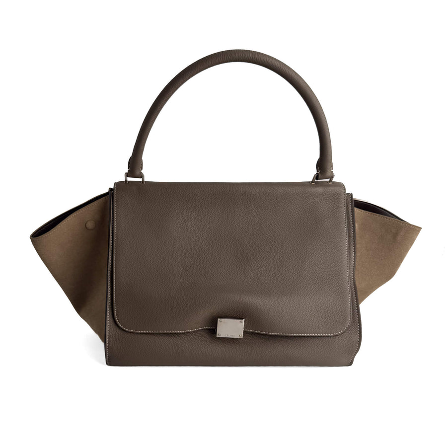 Trapeze Large Leather Top-handle Handbag Beige