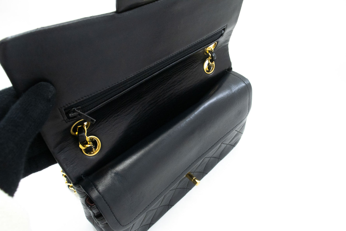 Classic Double Flap Small Lambskin Leather Matelassè Shoulder Bag Black