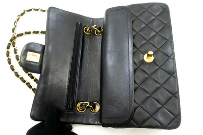 Classic Double Flap Small Lambskin Leather Matelassè Shoulder Bag Black