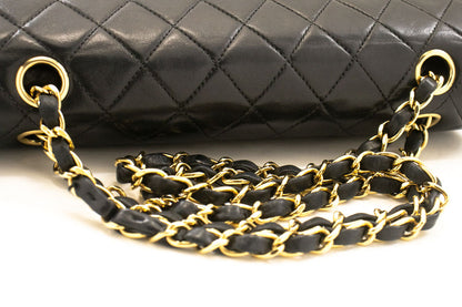 Vintage Classic Double Flap Medium Lambskin Leather Matelassè Shoulder Bag Black