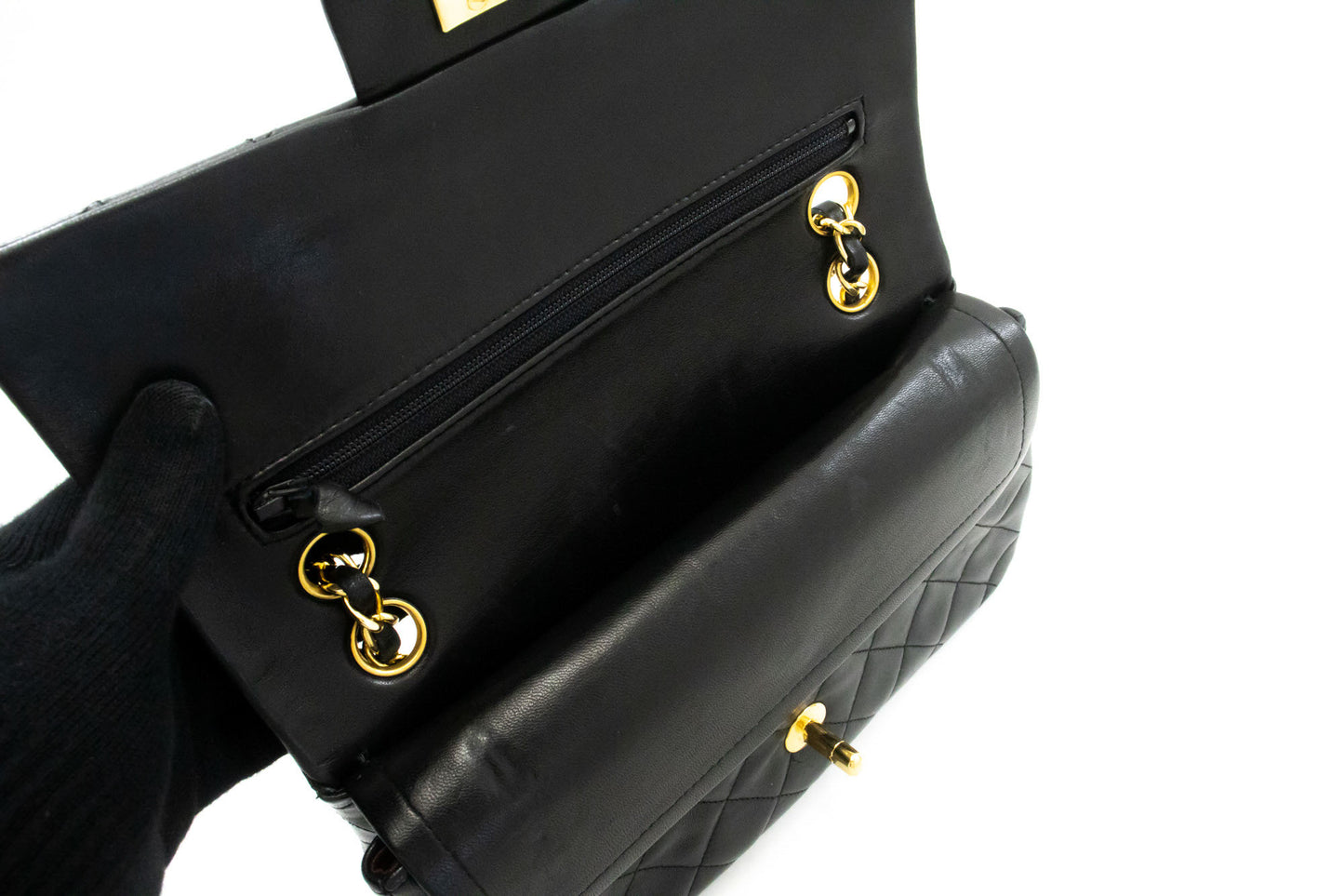 Classic Double Flap Small Lambskin Leather Matelassè Shoulder Bag Black