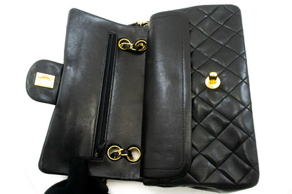 Classic Double Flap Small Lambskin Leather Matelassè Shoulder Bag Black