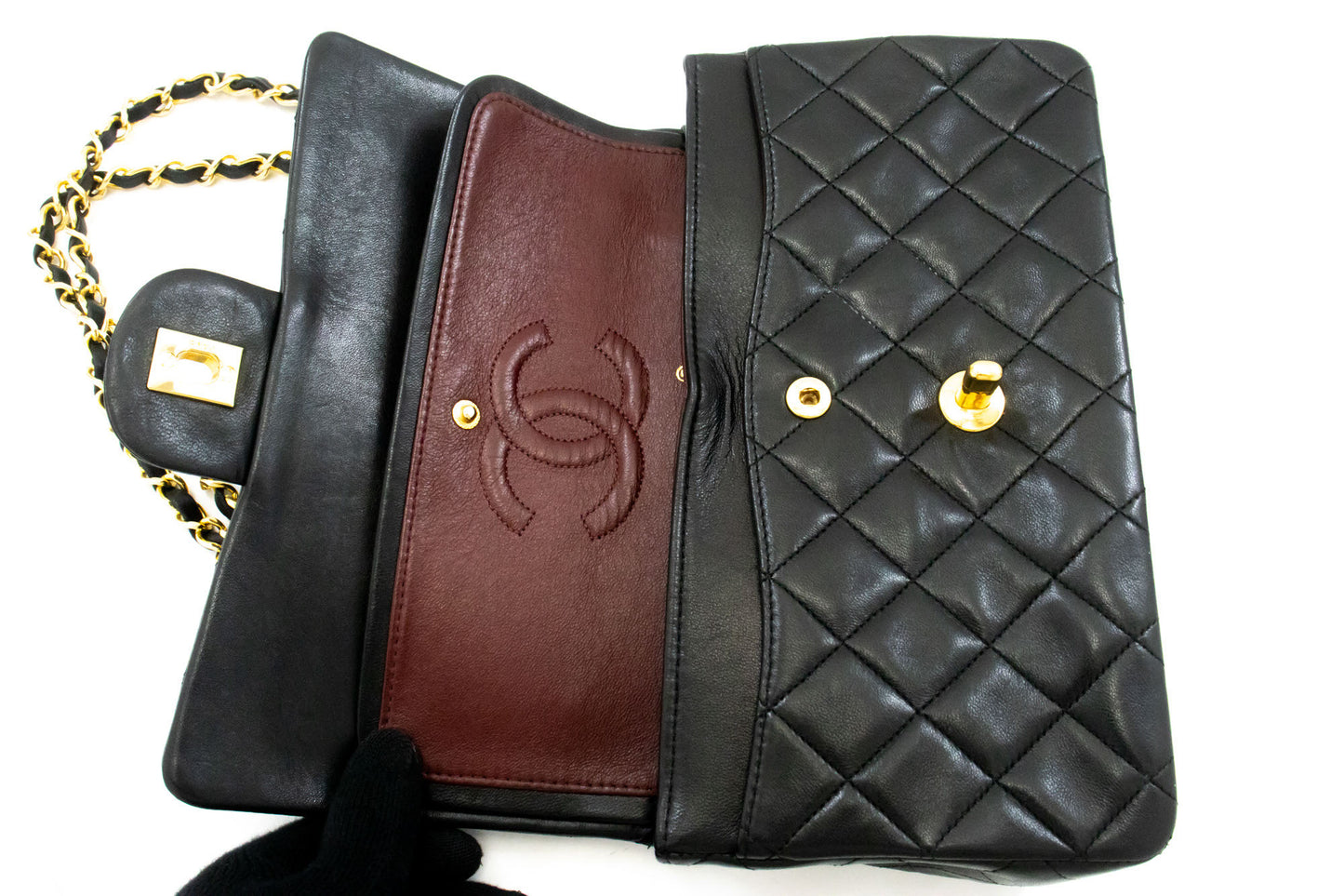 Classic Double Flap Small Lambskin Leather Matelassè Shoulder Bag Black