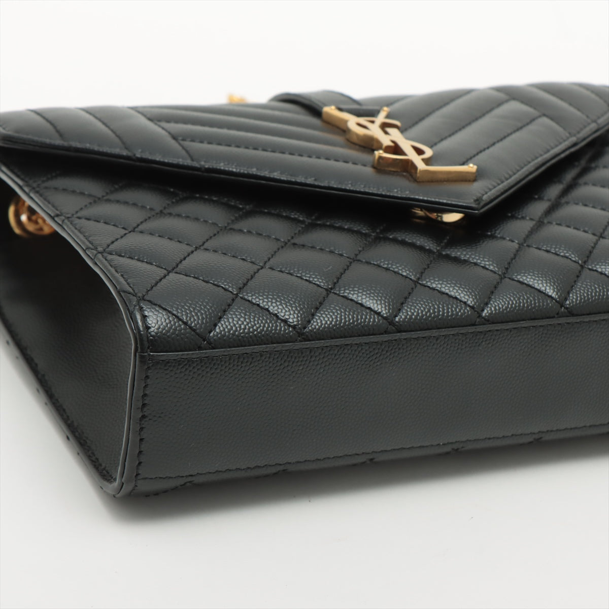 Envelope Medium Quilted Embossed Leather Shoulde Bag Black