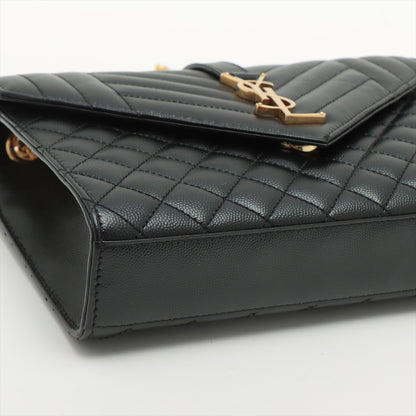 Envelope Medium Quilted Embossed couro Ombro bolsa Preto