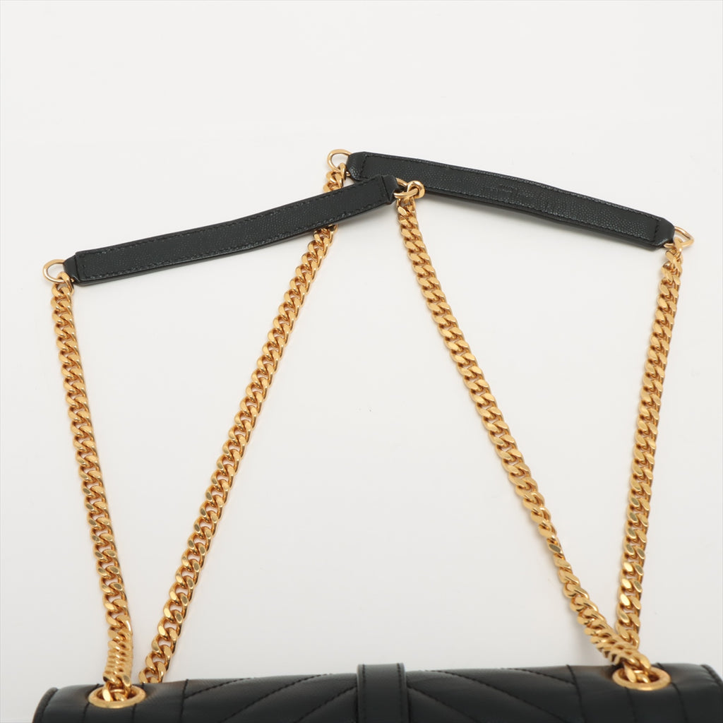Envelope Medium Quilted Embossed Leather Shoulde Bag Black