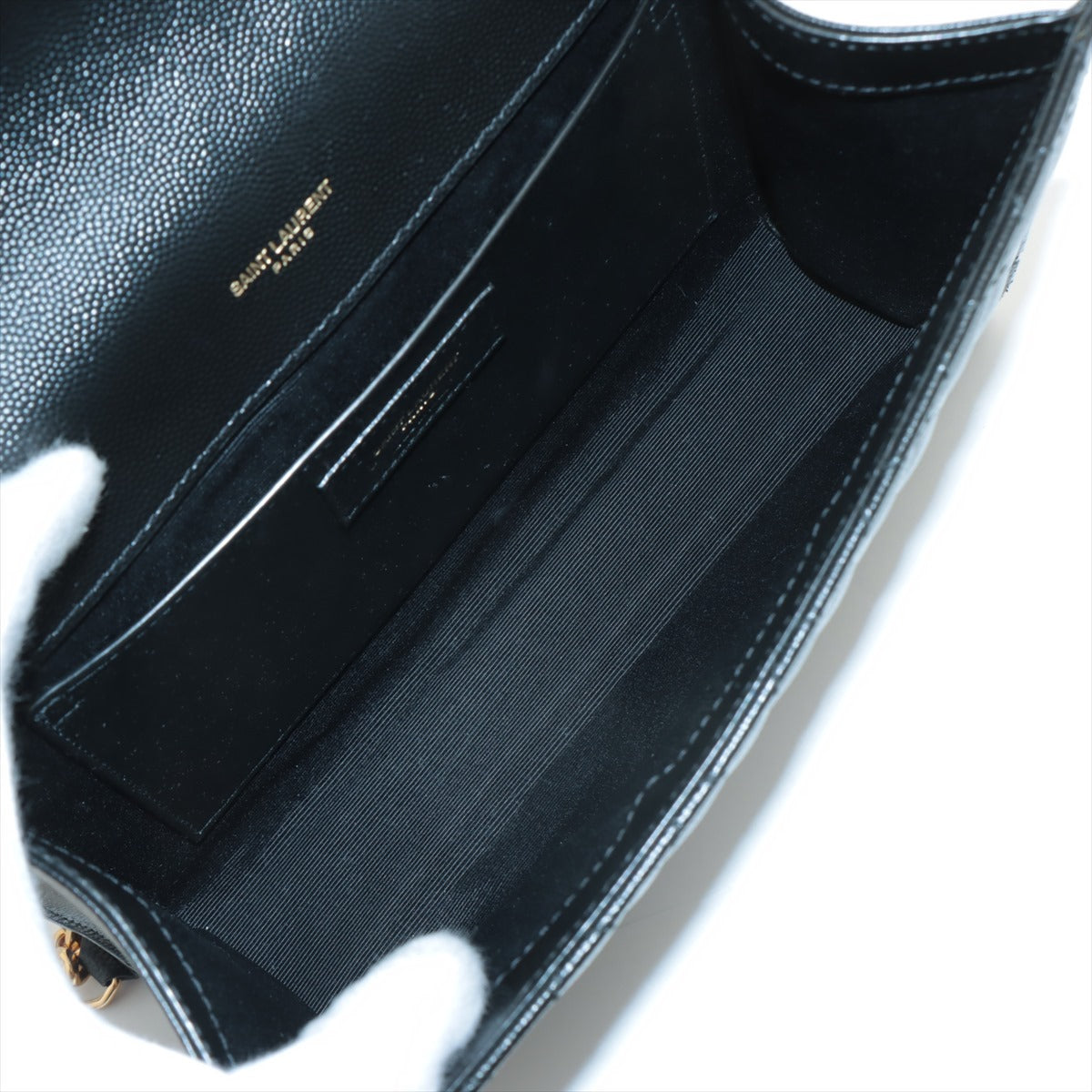 Envelope Medium Quilted Embossed Leather Shoulde Bag Black