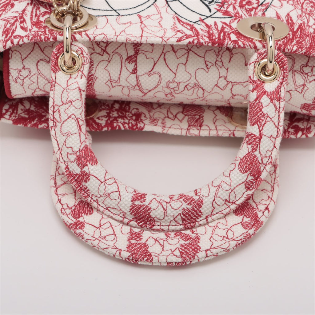 Sac Lady D-Lite Medium Canvas Embroidery Tote brodé Blanc 