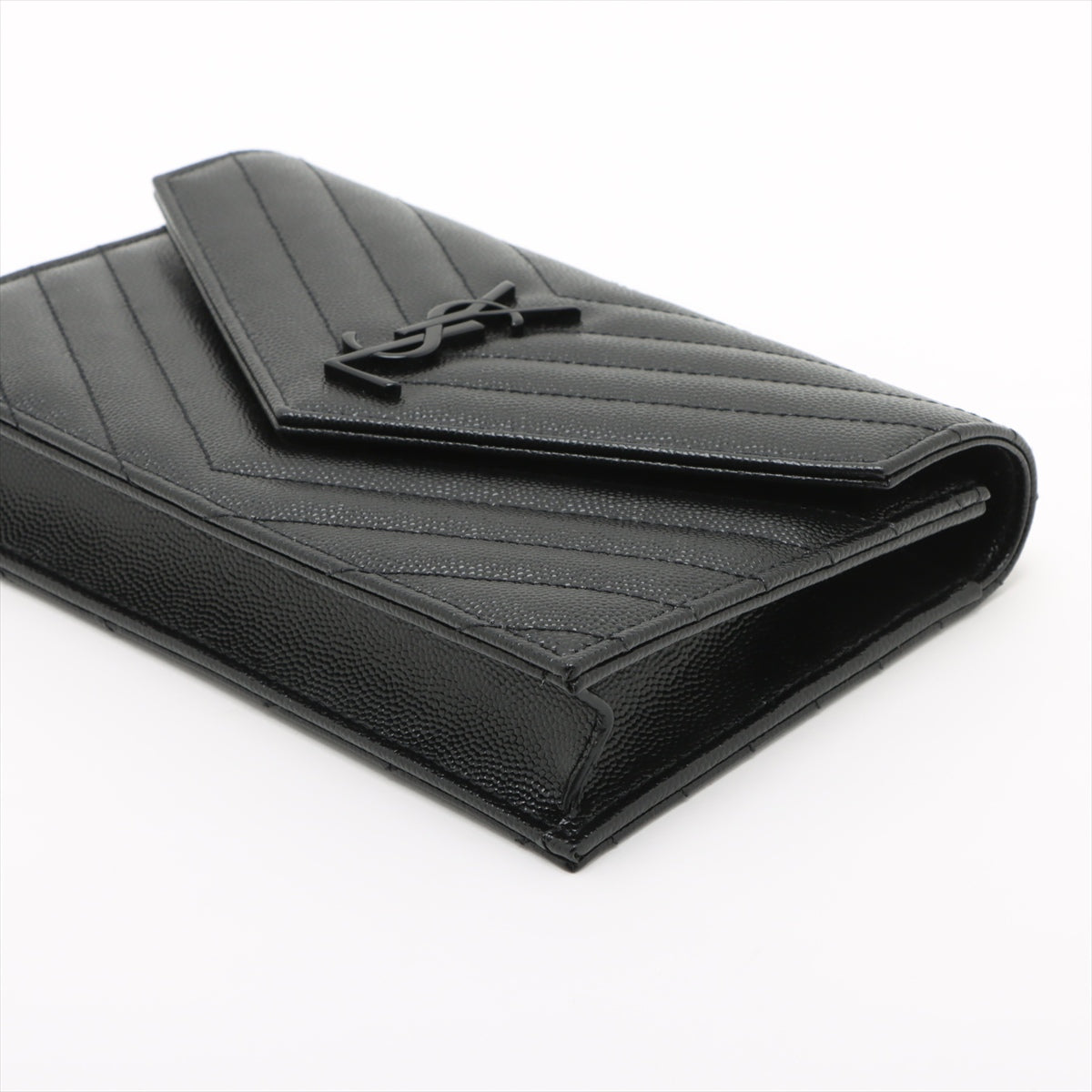 Carteira em couro de bezerro texturizado Cassandre Classic com costura Chevron acolchoada couro com alça transversal Shoulder bolsa Preta 