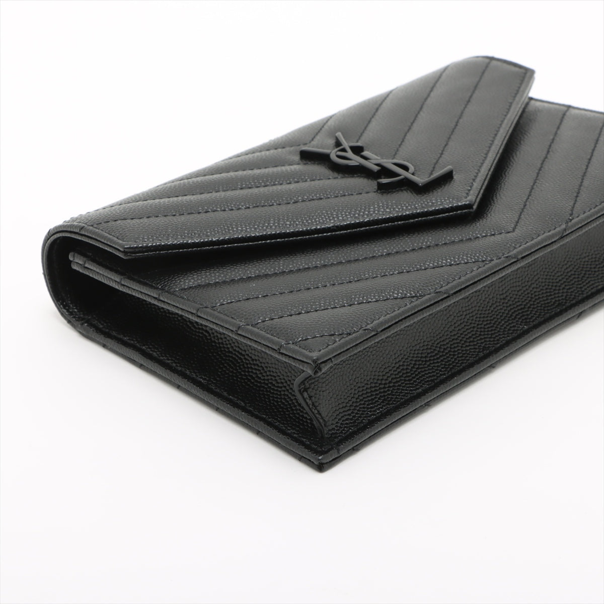 Carteira em couro de bezerro texturizado Cassandre Classic com costura Chevron acolchoada couro com alça transversal Shoulder bolsa Preta 