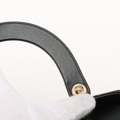 Lady Dior Medium Calfskin couro Cannage Tote Bolsa Black 