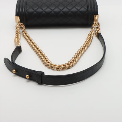 Boy Mittel Caviar Leder Quilted Schultertasche Schwarz 