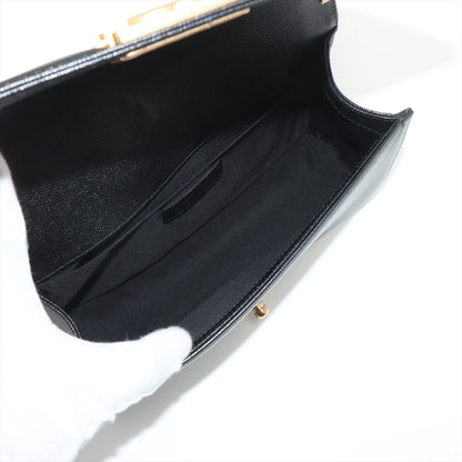 Boy Mittel Caviar Leder Quilted Schultertasche Schwarz 